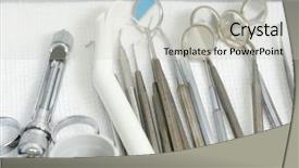  Presentation with endodontics - Colorful presentation design enhanced with endodontics - dental tools close up backdrop and a light gray colored foreground