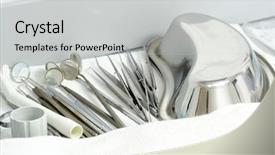  Presentation with endodontics - PPT theme consisting of endodontics - dental tools close up background and a light gray colored foreground