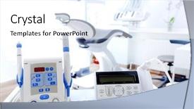  Presentation with dental office - Amazing PPT theme having endodontics - equipment and dental instruments backdrop and a white colored foreground