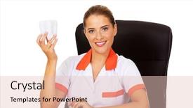  Presentation with orthodontics orthodontic model and dentist - Slides with endodontics - female dentist holding tooth model background and a lemonade colored foreground