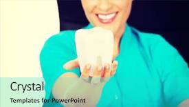  Presentation with orthodontics orthodontic model and dentist - Cool new theme with endodontics - female dentist holding tooth model backdrop and a  colored foreground