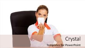  Presentation with endodontics - PPT theme featuring endodontics - female dentist holding tooth model background and a lemonade colored foreground