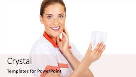  Presentation with dentist - Slide set featuring endodontics - portrait of female dentist holding background and a  colored foreground