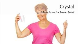  Presentation with happy smiling woman dental health - Slide deck consisting of endodontics - smiling senior woman holding background and a  colored foreground