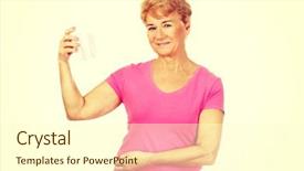  Presentation with happy smiling woman dental health - Audience pleasing theme consisting of endodontics - smiling senior woman holding backdrop and a cream colored foreground