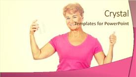  Presentation with happy smiling woman dental health - PPT theme consisting of endodontics - smiling senior woman holding background and a  colored foreground