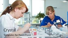  Presentation with endodontics - Presentation theme having endodontics - two dental technicians working background and a light blue colored foreground