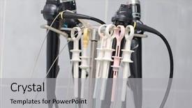  Presentation with endoscope - PPT theme enhanced with endoscope - diagnostic medical tool background and a light gray colored foreground