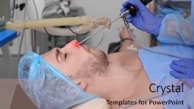  Presentation with endoscope - Presentation theme with endoscope - operating of patient in modern background and a coral colored foreground