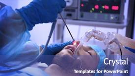  Presentation with endoscope - Presentation consisting of endoscope - operating of patient in modern background and a ocean colored foreground