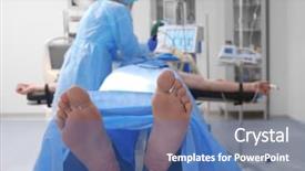  Presentation with endoscope - Presentation design enhanced with endoscope - operating of patient in modern background and a teal colored foreground