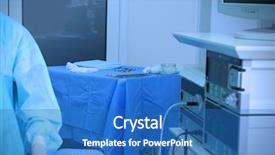  Presentation with endoscope - Audience pleasing presentation consisting of endoscope - table with medical instruments backdrop and a teal colored foreground