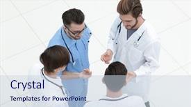  Presentation with endoscope - Beautiful presentation theme featuring endoscope - view from the top team backdrop and a  colored foreground