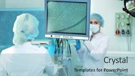  Presentation with endoscopy - Presentation theme with endoscopy - young doctor working with medical background and a light blue colored foreground