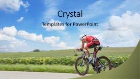  Presentation with racing - PPT layouts consisting of endurance - racing cyclist background and a light blue colored foreground