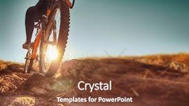  Presentation with bicycle trail - Cool new presentation theme with endurance - woman riding a bicycle down backdrop and a tawny brown colored foreground