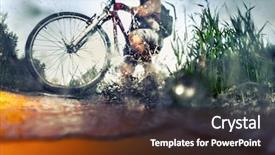  Presentation with bicycle - Slide deck enhanced with endurance - young athlete crossing the river background and a tawny brown colored foreground