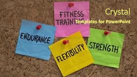  Presentation with bulletin board - Colorful PPT layouts enhanced with endurance-flexibility-strength-fitness-training backdrop and a  colored foreground