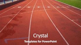  Presentation with treadmill - Presentation featuring red athletic track treadmill background and a tawny brown colored foreground