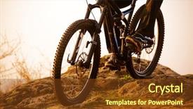  Presentation with man riding big bike motor - Colorful slides enhanced with enduro cyclist riding the bike backdrop and a tawny brown colored foreground