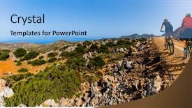  Presentation with woman sport - PPT layouts enhanced with enduro trail track outdoor sport background and a light blue colored foreground