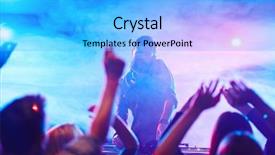  Presentation with night club - Amazing PPT theme having energetic deejay and dancing crowd backdrop and a  colored foreground