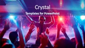  Presentation with black couple having fun - Cool new presentation theme with energetic deejay with headphones having backdrop and a violet colored foreground