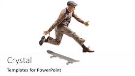  Presentation with elderly - Beautiful theme featuring energetic-elderly-man-jumping backdrop and a white colored foreground
