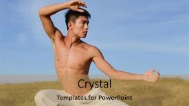  Presentation with chinese chinese - Slides having energetic man do kungfu background and a coral colored foreground