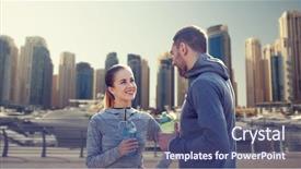  Presentation with people concept surgeon in mask - Beautiful slide deck featuring energetic team - fitness sport people and lifestyle backdrop and a ocean colored foreground