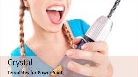  Presentation with drill - Beautiful presentation theme featuring energetic woman with drill backdrop and a lemonade colored foreground