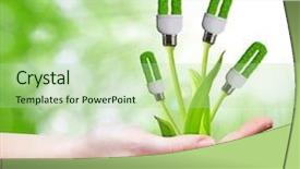  Presentation with eco - Beautiful presentation design featuring energie solaire - eco energy bulb in hand backdrop and a mint green colored foreground