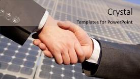 Presentation with solar panels - Slides with energie solaire - shaking hands in front background and a mint green colored foreground