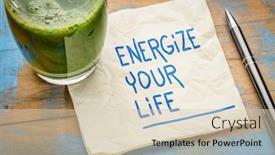  Presentation with healthy juice - Audience pleasing PPT theme consisting of energize-your-life-inspirational-handwriting backdrop and a lemonade colored foreground