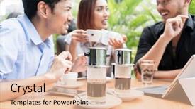  Presentation with cafeteria - Amazing slide set having energized - delicious vietnamese coffee served backdrop and a coral colored foreground