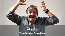  Presentation with happy sad face man - Presentation theme featuring energized - happy excited man background and a dark gray colored foreground