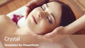  Presentation with spa concept - Cool new theme with energy - beautiful girl getting face lifting backdrop and a coral colored foreground