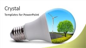  Presentation with solar panel - PPT layouts featuring energy - eco led bulb with solar background and a white colored foreground
