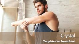  Presentation with gym - Beautiful presentation featuring energy - fitness man warming up backdrop and a coral colored foreground