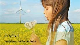  Presentation with windmills - Colorful PPT layouts enhanced with energy - little girl in front backdrop and a gold colored foreground