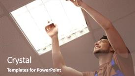  Presentation with light bulb - Audience pleasing slide set consisting of energy - man changing light bulb backdrop and a coral colored foreground