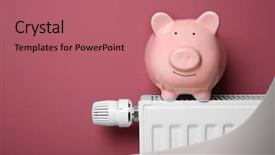  Presentation with piggy bank - Colorful presentation enhanced with energy - piggy bank on heating radiator backdrop and a coral colored foreground