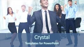  Presentation with successful - PPT theme having energy - portrait of happy successful business background and a ocean colored foreground