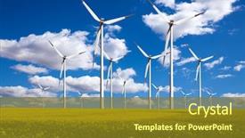  Presentation with windmills - Theme featuring energy - power generating windmills background and a tawny brown colored foreground