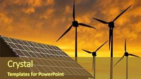  Presentation with wind energy - Beautiful presentation theme featuring energy - solar panel on the roof backdrop and a tawny brown colored foreground