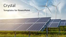  Presentation with wind energy - Presentation consisting of energy - solar panels and wind generators background and a light blue colored foreground