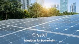  Presentation with solar panels - Theme with energy - solar panels in modern city background and a teal colored foreground