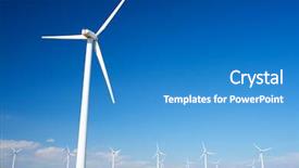  Presentation with energy power - PPT theme featuring energy - windmills for electric power production background and a teal colored foreground
