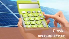  Presentation with electricity - Amazing PPT layouts having energy - woman holding calculator and solar backdrop and a coral colored foreground