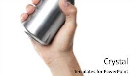  Presentation with energy - Cool new presentation theme with energy - young man holding aluminum can backdrop and a white colored foreground